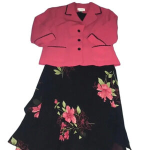 STUDIO 1 vintage lace trimmed blazer & floral tank tulip dress set NEW size 14